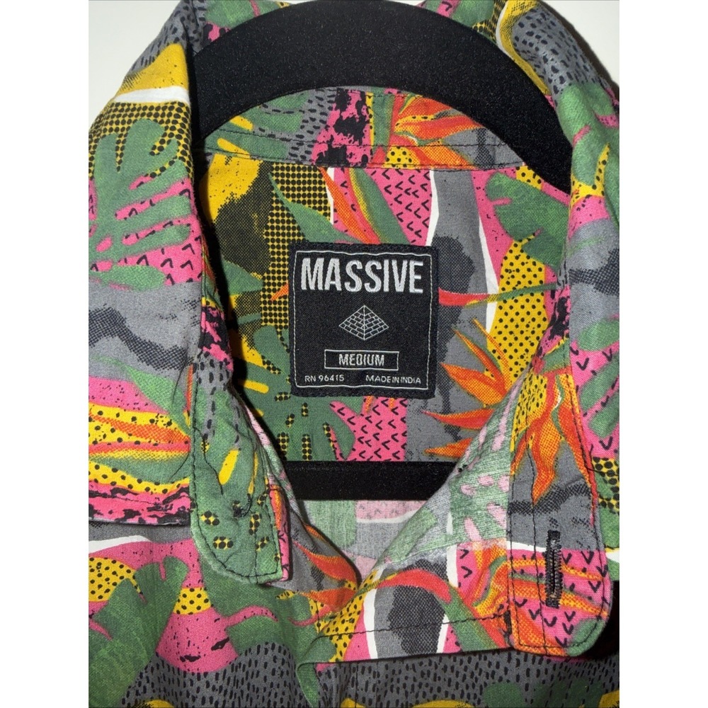 Super‎ Massive (A18) Medium Trippy 90s Psychedelic Print Shirt Hawaiian Aloha - Picture 2 of 6